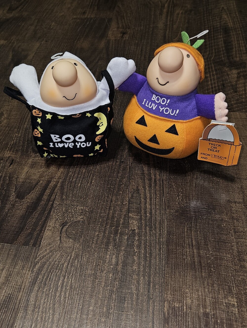 Vintage Ziggy Halloween Plush Set Of Pumpkin And Ghost
